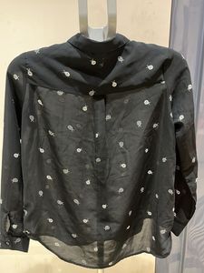 Black Sheer Printed Blouse