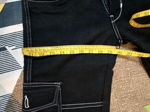Black Denim Cargo Pants