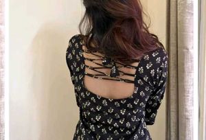 Floral Print Dress w/ Open Back