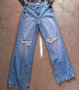 Ripped high waist garage Wide-Leg Jeans