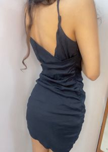 Chic Black Ruched Cut-Out Dress