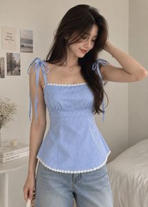 Blue Striped Tie-Strap Top