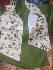 Boys Floral Nehru Jacket Kurta Set