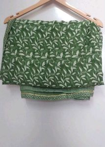 Elegant Green Floral Print Saree