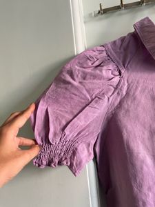 Zara Chic Puff Sleeve Button-Up Top