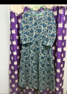 Beautiful Blue Floral Print Kurta Set