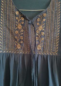 Blue Daily wear Top with lace Border