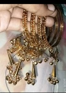Combo Charming Gold Tone Jhumka Bangles