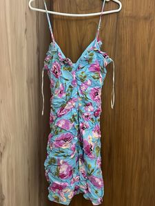 Zara Floral Ruched Mini Dress