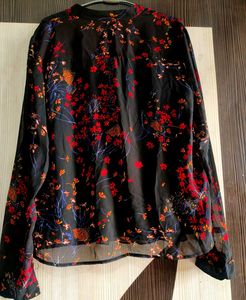 Chic Floral Print Sheer Blouse