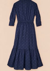 Navy Polka Dot Midi Dress