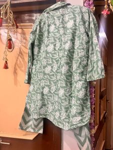 Green Floral Print Kurta with Palazzo Pants