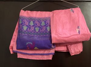 Summer Sale 🔥Pink Silk Cotton Blend Suit