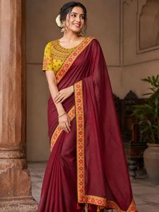 Beautiful Border Work Saree with blouse size 34