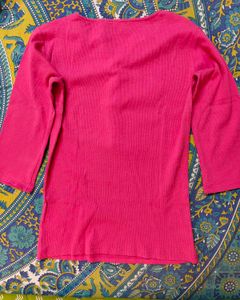 Pink Three Quarter Sleeve Top