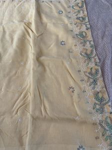 Yellow Chikan kari Saree