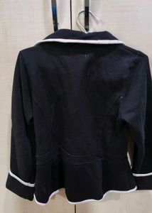 Chic Black Blazer with Floral Detail
