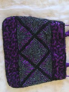 Vintage Beaded Purple Clutch Bag