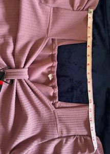 Peach Ruched Top with Ruffle Sleeves