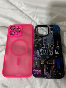 iPhone Case Duo: Neon Pink &amp; NYC Collage