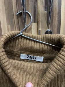 Brown Turtleneck Knit Sweater