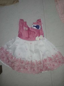 Cute Pink & White Embroidered Dress