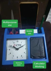 Desk Organizer with Clock &amp; Calculator