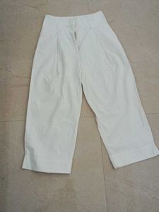 White Cropped Wide Leg Pants