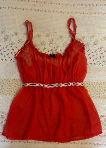 coquette red bow camisole