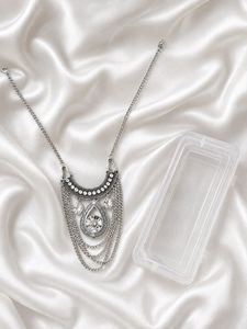 Boho Statement Necklace with Crystal Pendant