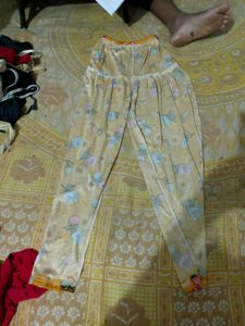 Yellow Floral Print Palazzo Pants 3 set
