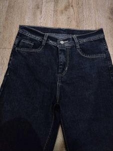 black Dark Wash Wide Leg Jeans