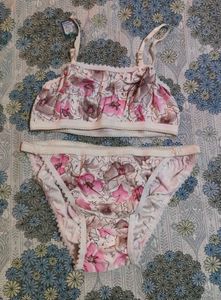 Women Floral Print Soft Cotton lingerie set