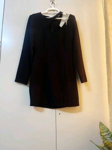 ZARA Chic Black Mini Dress with Chain Detail