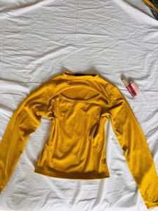 Mustard Cutout Long Sleeve Top