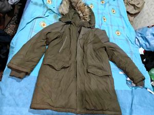 Khaki Fur-Lined Hooded Parka