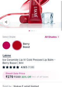 Lakme Ceramide Lip Balm- Berry Boost 8g