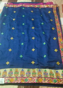 Elegant Blue Embroidered Saree