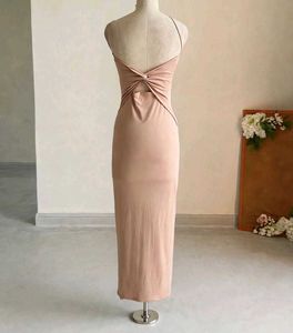 Sleek Nude Spaghetti Strap Dress