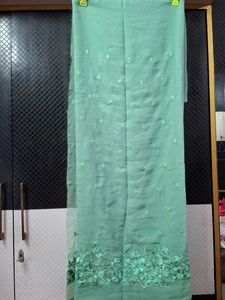 Sea Green Embroidered unstitched fabric