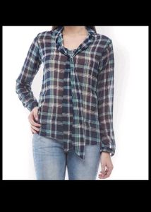Chic Plaid Bow Blouse