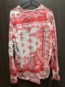 Pink White Top Shirt Type For Ladies