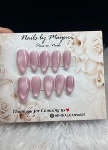 Pink Glitter Press-On Nails