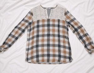 ⋆˚✿ Plaid lace cottagecore Tunic Top🪞🤍