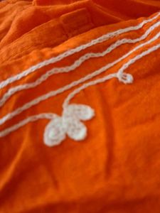 Orange Embroidered Cotton Kurta
