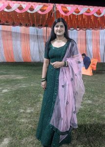 Elegant Green Lehenga Choli with Pink Dupatta