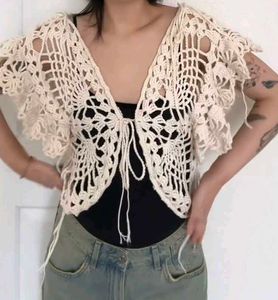 Crochet Tie-Front butterfly shape Top