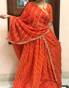 Orange Bandhani Lehenga Choli Set