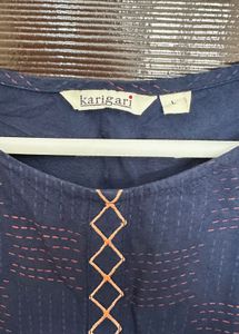Navy Blue Printed Kurta