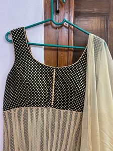 Elegant Beige &amp; Black anarkali